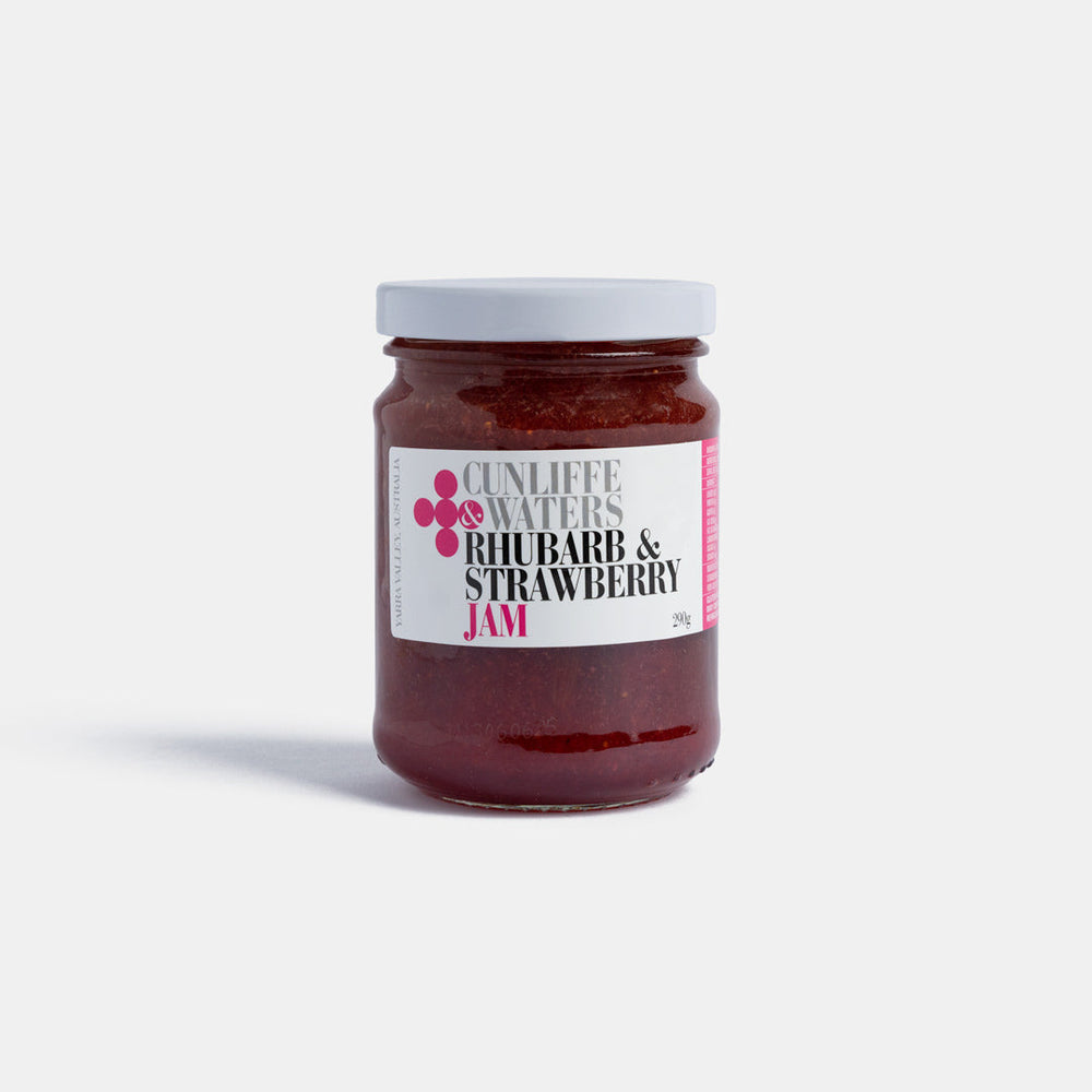 Small Batch Providore - Cunliffe & Waters - Rhubarb & Strawberry Jam - front view