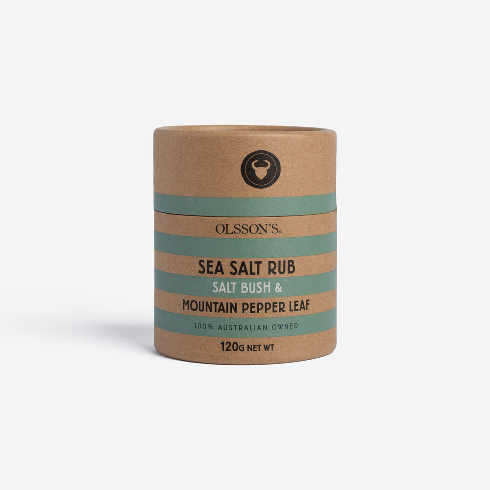 Small Batch Providore - Olsson's Salt - Salt Bush & Mountain Pepper Leaf Salt Rub - front view