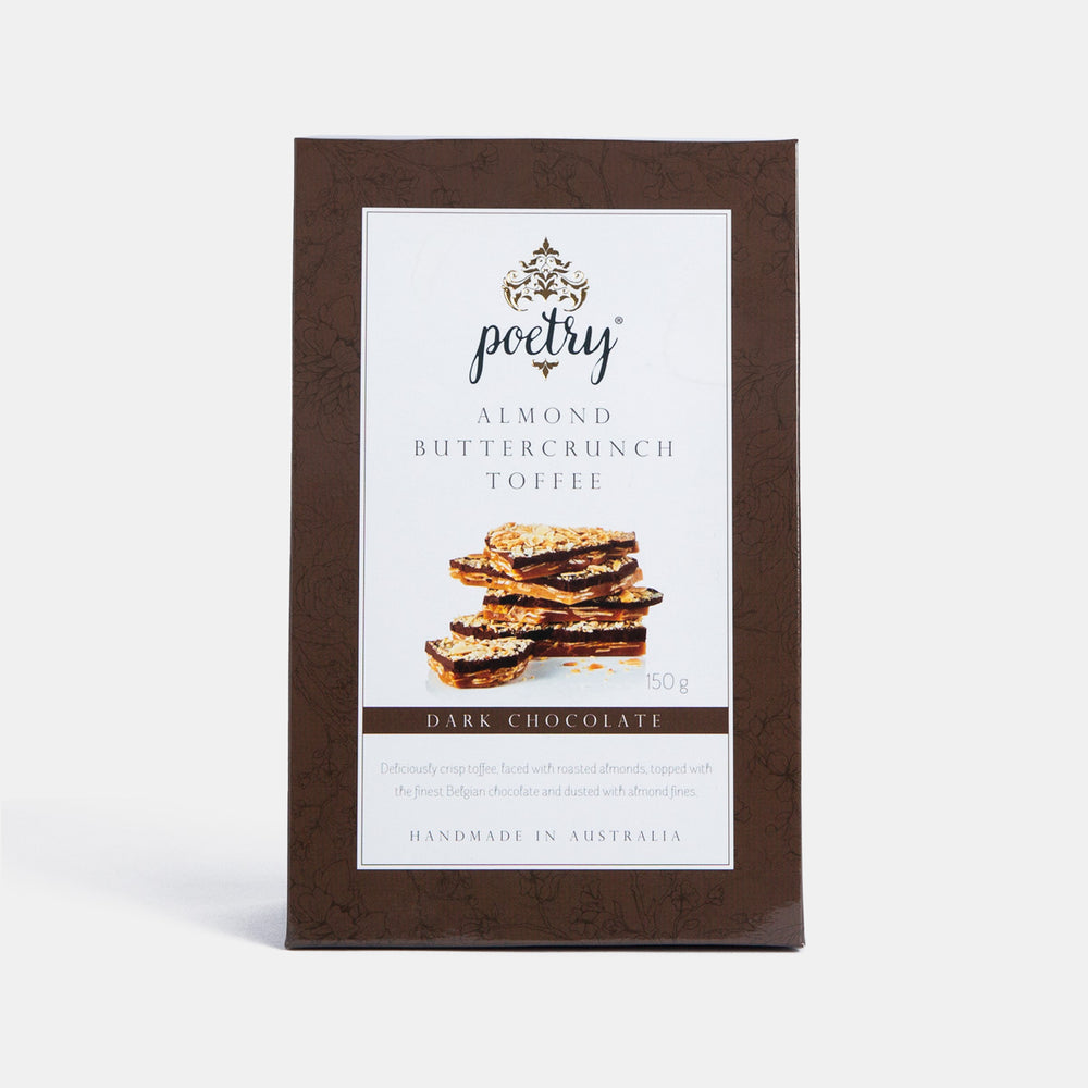 Small Batch Providore | Poetry Fine Foods Almond Buttercrunch Toffee with Dark Chocolate front view