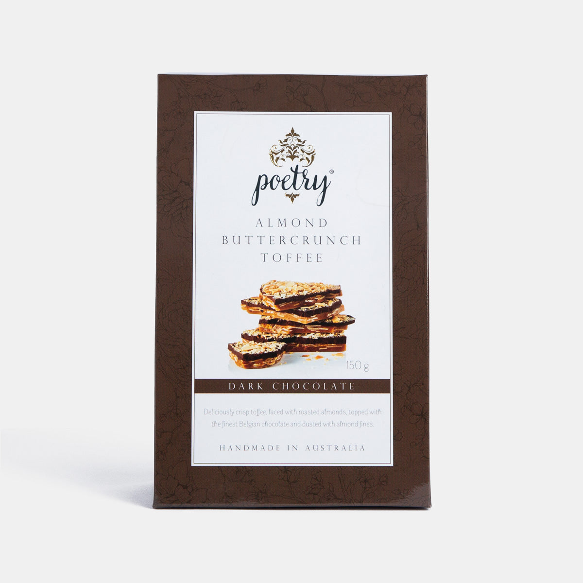 
                  
                    Small Batch Providore | Poetry Fine Foods Almond Buttercrunch Toffee with Dark Chocolate front view
                  
                